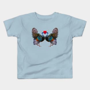 Ocellated Turkey Heart Pair Kids T-Shirt